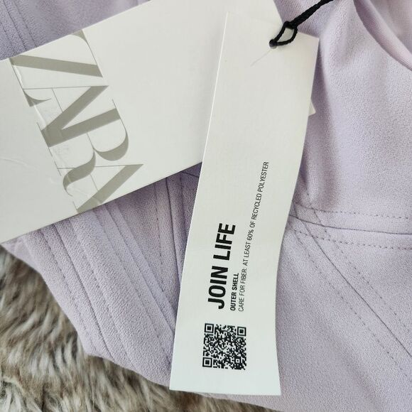 ZARA Bodycon Structured Cut Out V-Neck Mini Dress Lavender Purple Size XS - Picture 10 of 11